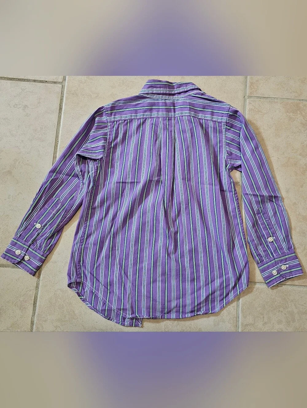 RALPH LAUREN Todler Boys Long Sleeve Purple Green Cotton Dress Shirt Size 4T